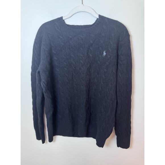 Polo Ralph Lauren Wool Cashmere Cable Knit Sweater Black Womens Sz XL NEW $248 - Picture 1 of 16